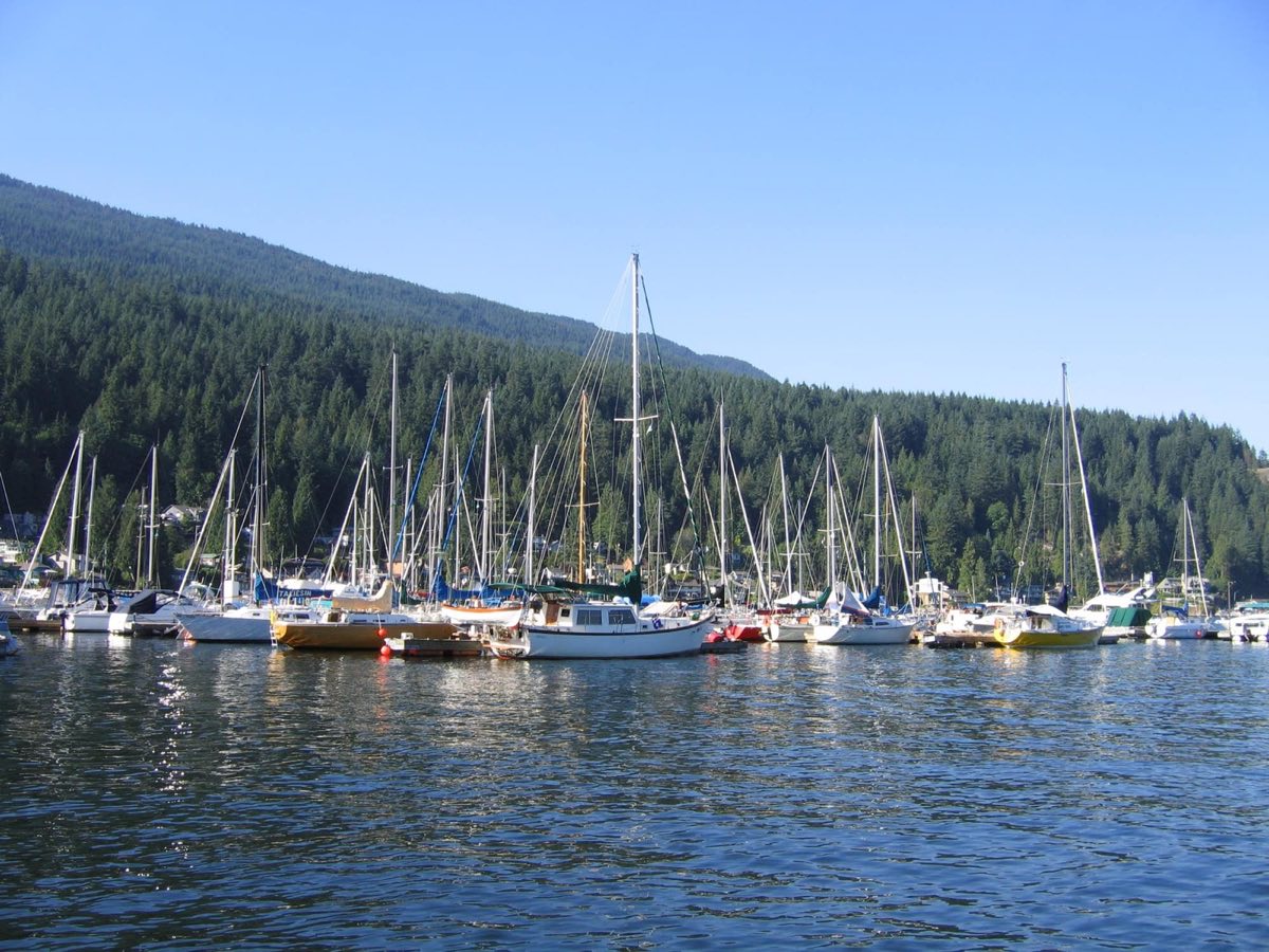 Deep Cove marina and Indian Arm waterfront in North Vancouver
