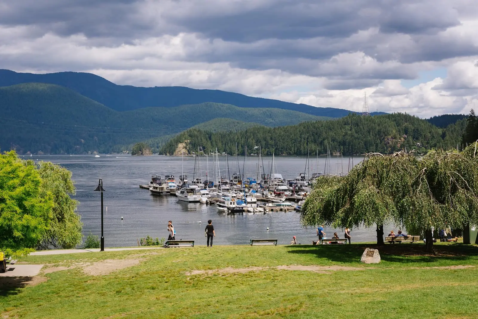 Deep Cove marina and Indian Arm from the waterfront park in North Vancouver